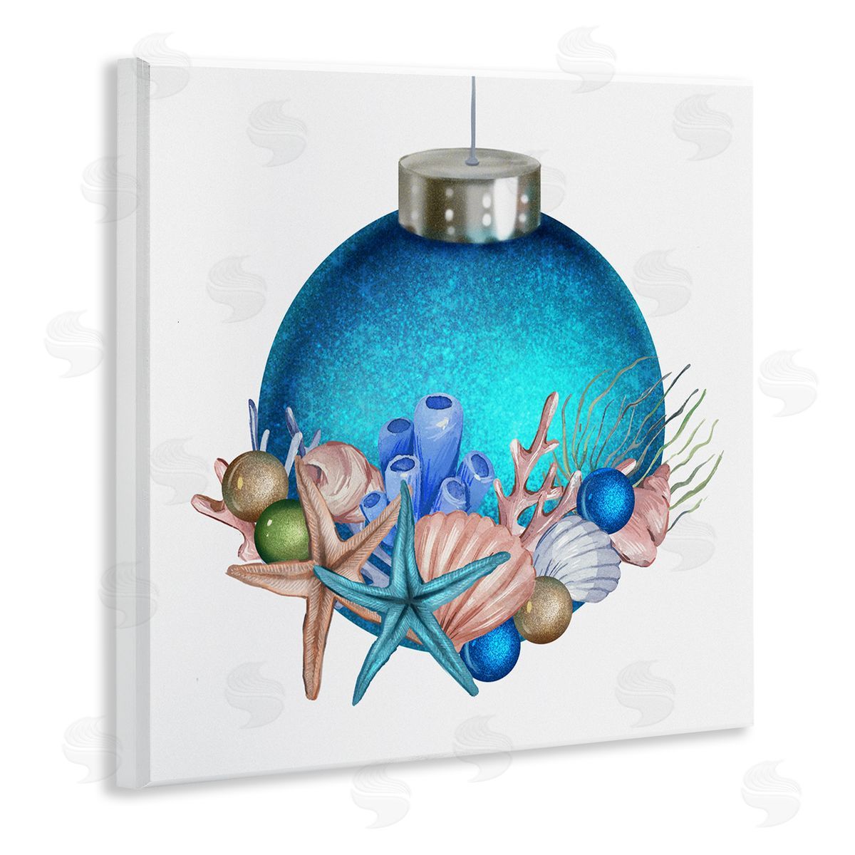 Ziwei Li Nautical Sea Life Holiday Ornament Wooden Wall Plaque Art Print