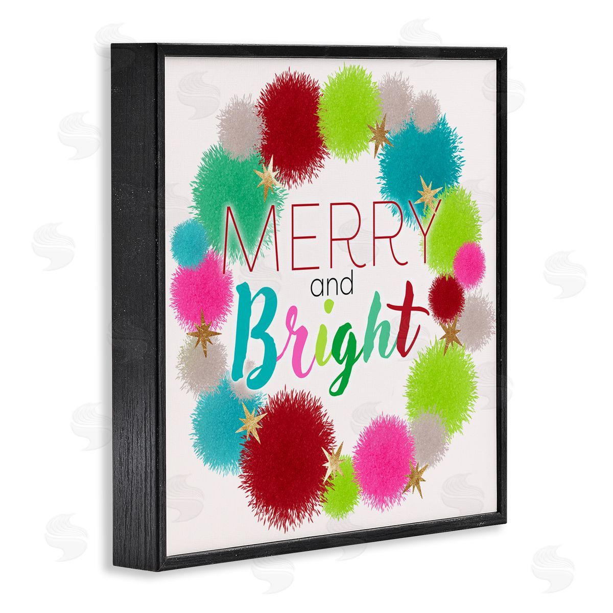 Ziwei Li Merry & Bright Fun Wreath Black Framed Glicee Wall Art Print