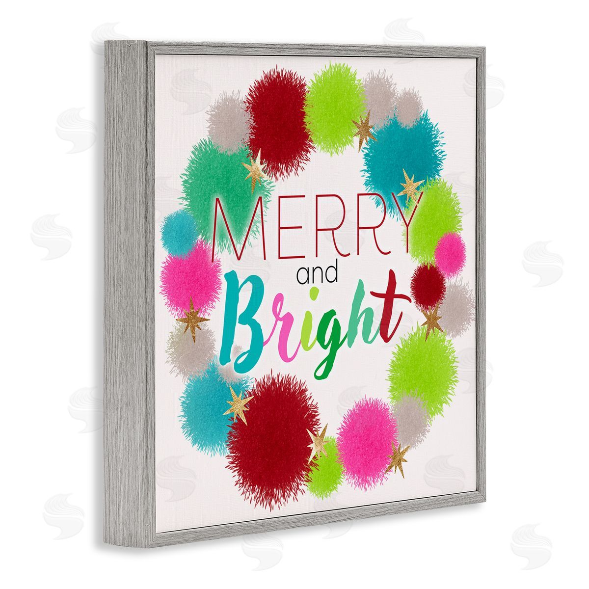 Ziwei Li Merry & Bright Fun Wreath Gray Framed Glicee Wall Art Print
