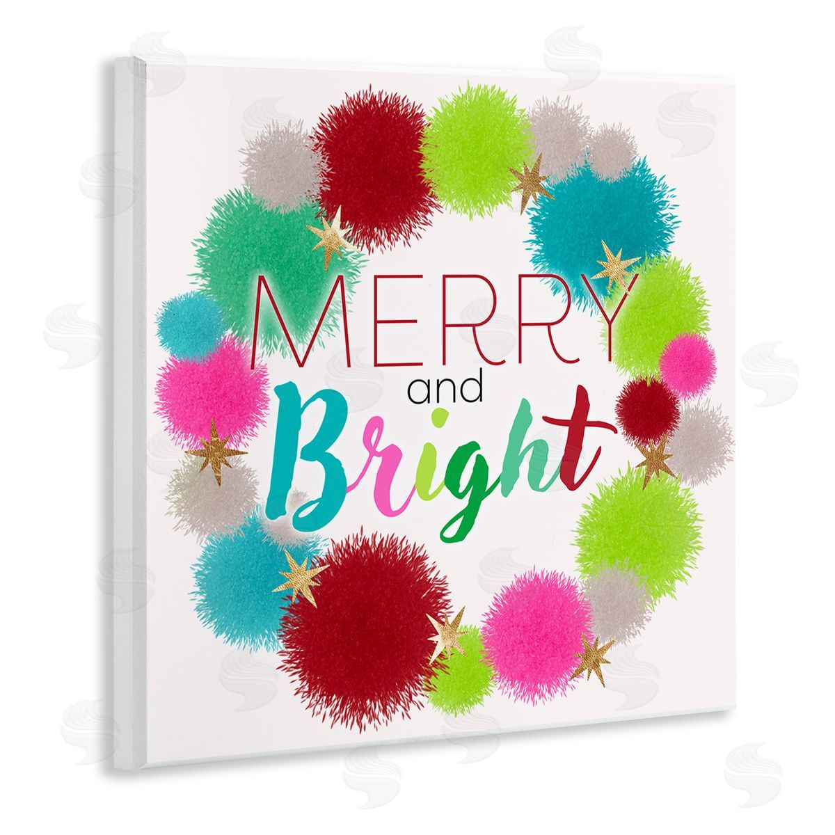 Ziwei Li Merry & Bright Fun Wreath Wooden Wall Plaque Art Print