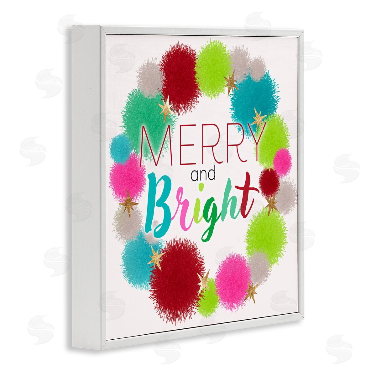 Ziwei Li Merry & Bright Fun Wreath White Framed Glicee Wall Art Print