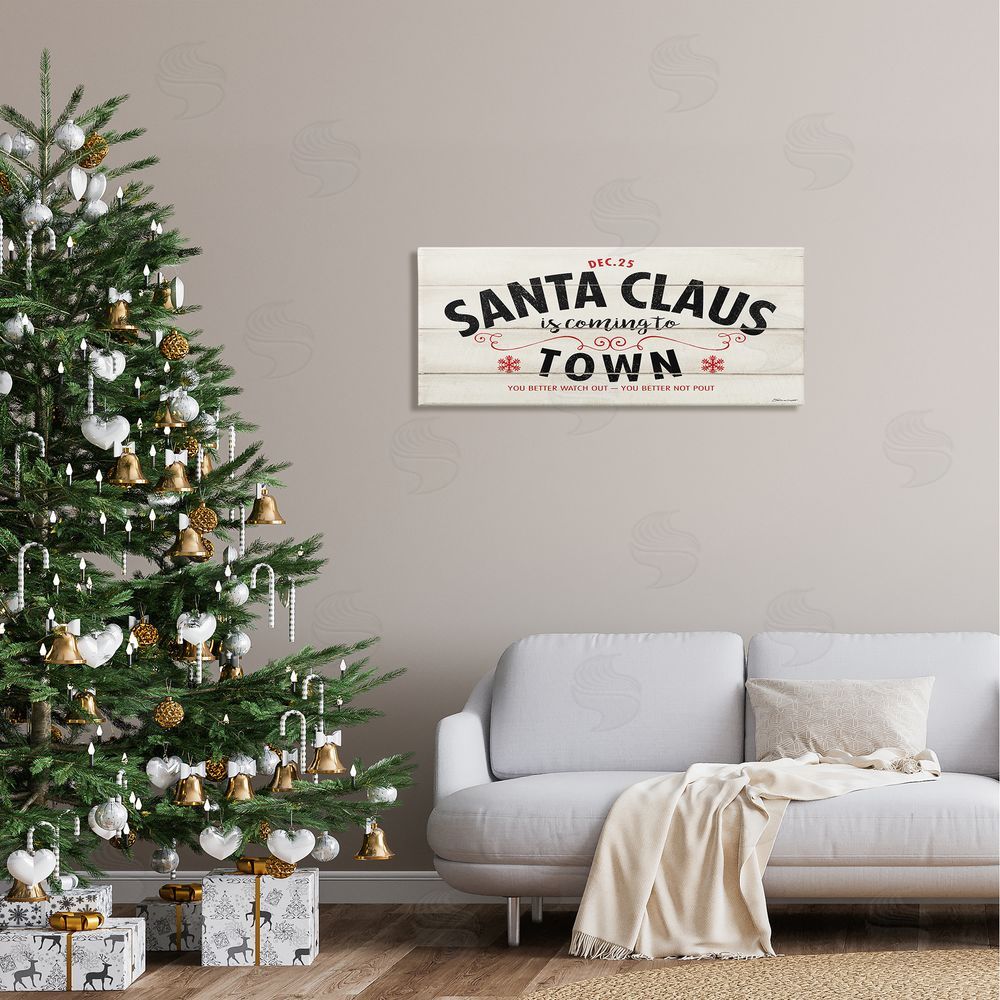 Stephanie Workman Marrott Santa Claus Coming To Town Rustic Canvas Wall Art in Room