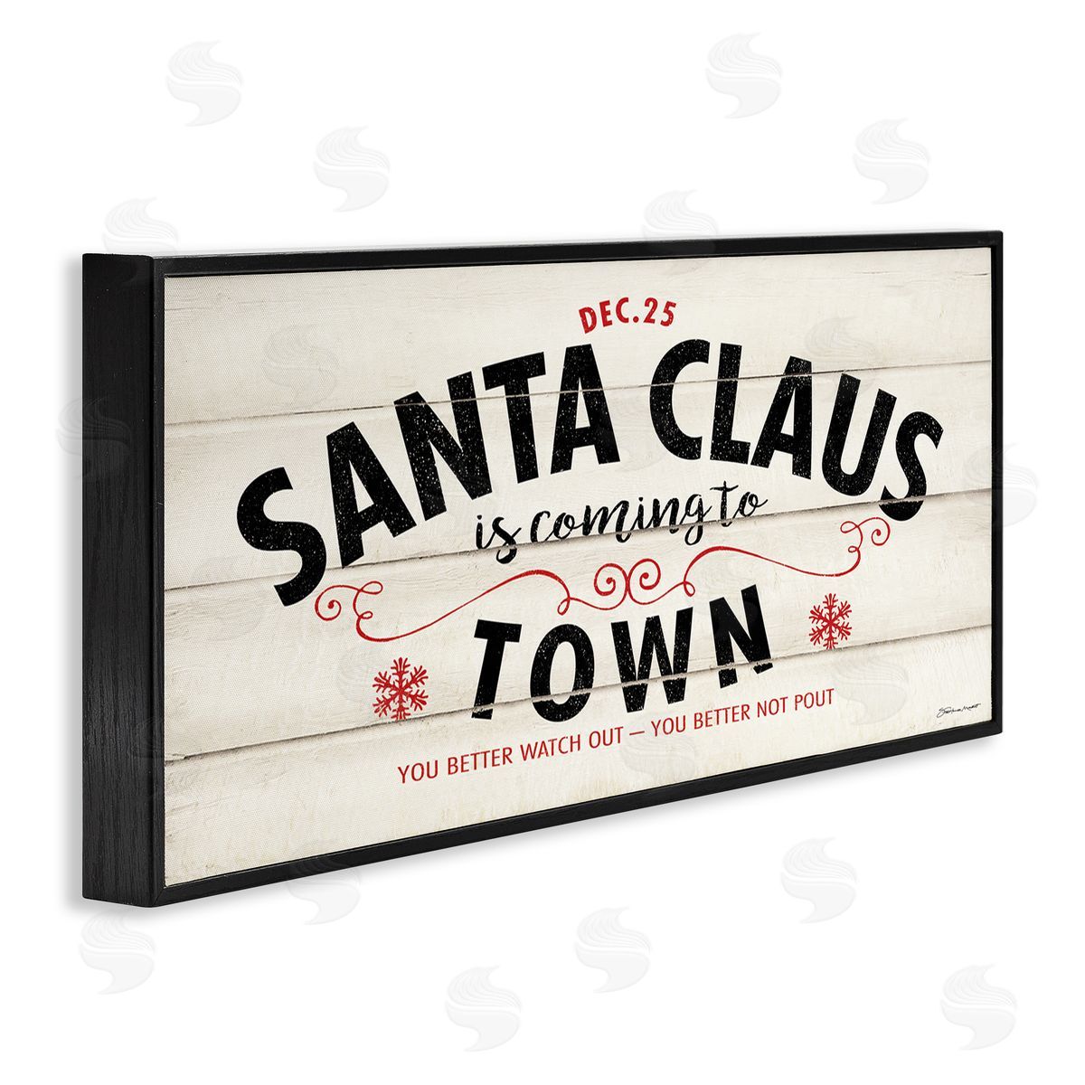 Stephanie Workman Marrott Santa Claus Coming To Town Rustic Black Framed Glicee Wall Art Print