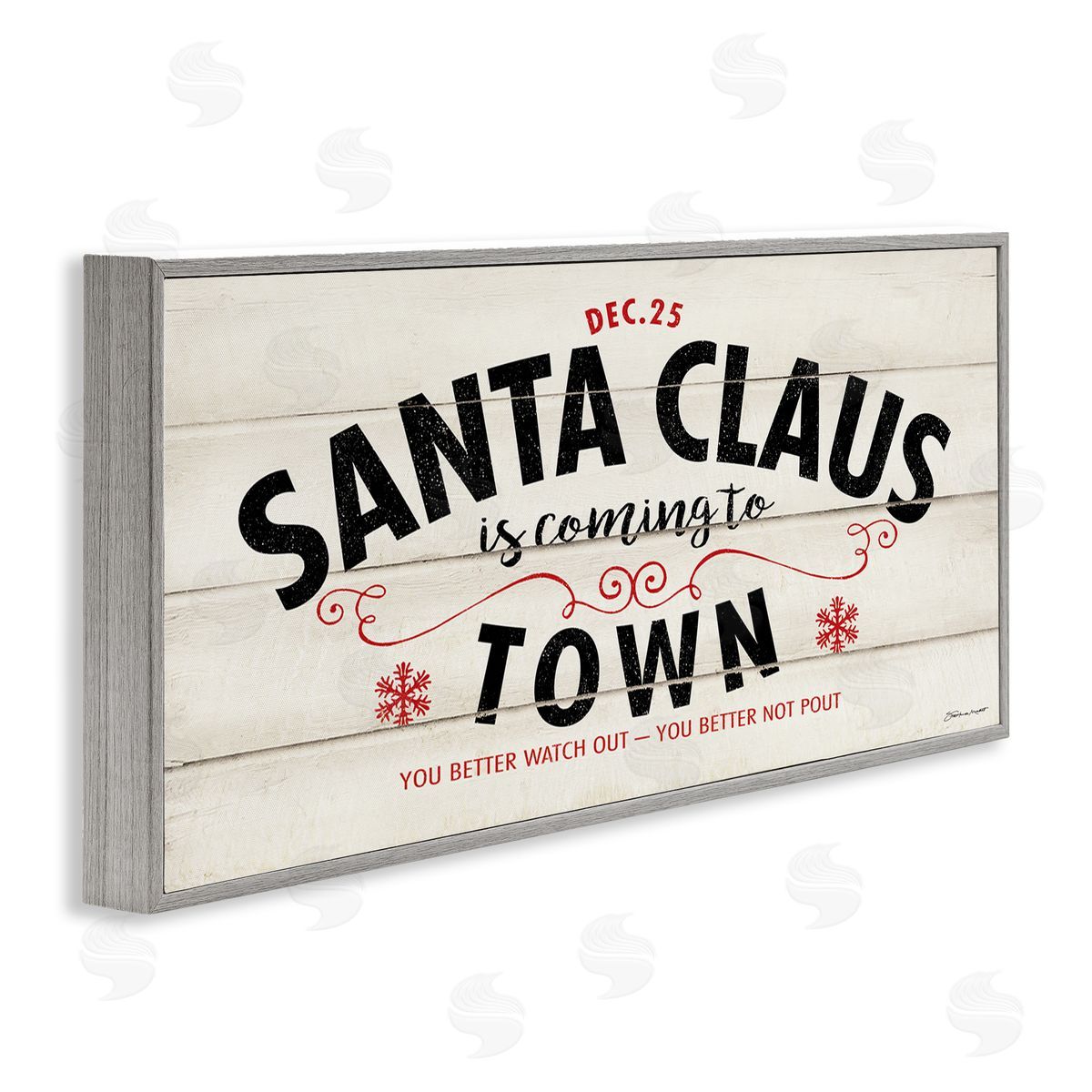 Stephanie Workman Marrott Santa Claus Coming To Town Rustic Gray Framed Glicee Wall Art Print