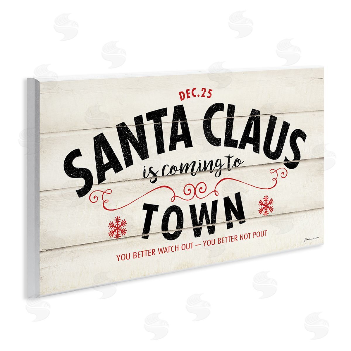 Stephanie Workman Marrott Santa Claus Coming To Town Rustic Wooden Wall Plaque Art Print