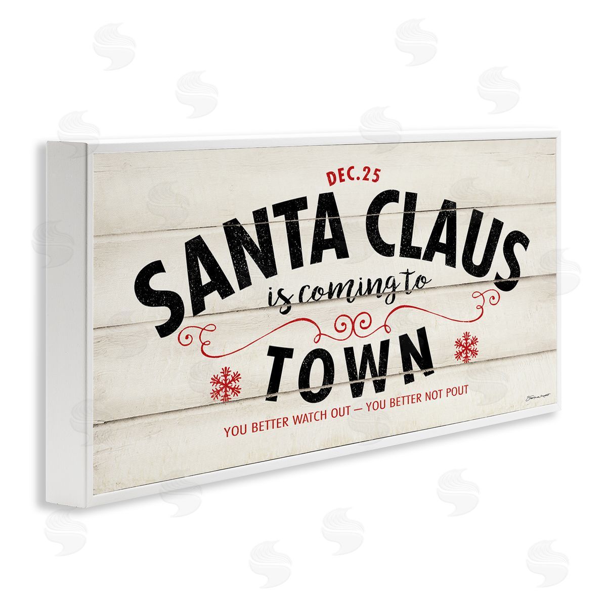 Stephanie Workman Marrott Santa Claus Coming To Town Rustic White Framed Glicee Wall Art Print
