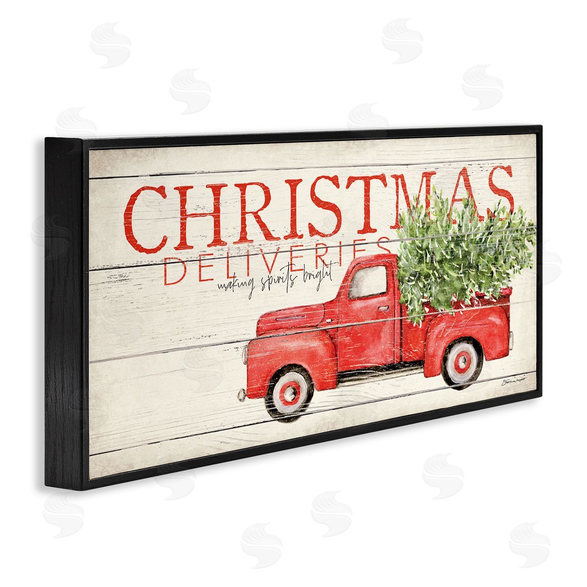 Stephanie Workman Marrott Christmas Deliveries Red Truck Black Framed Glicee Wall Art Print