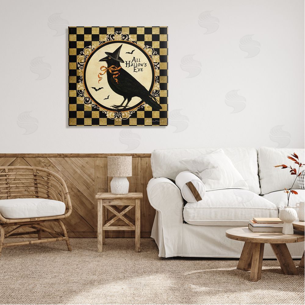 Stephanie Workman Marrott All Hallow's Eve Halloween Crow Canvas Wall Art in Room