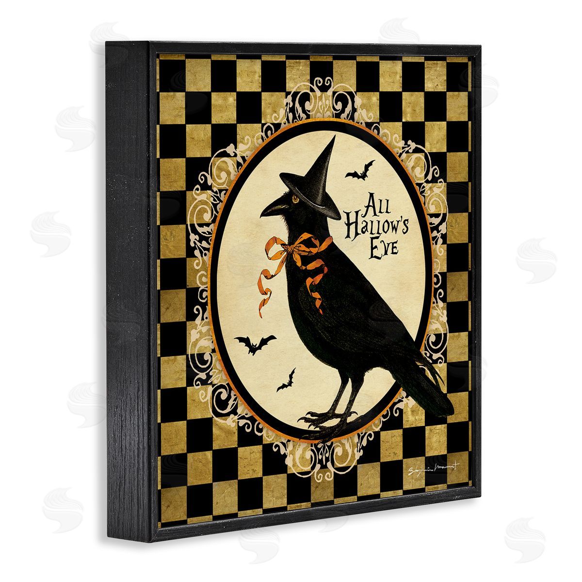 Stephanie Workman Marrott All Hallow's Eve Halloween Crow Black Framed Glicee Wall Art Print