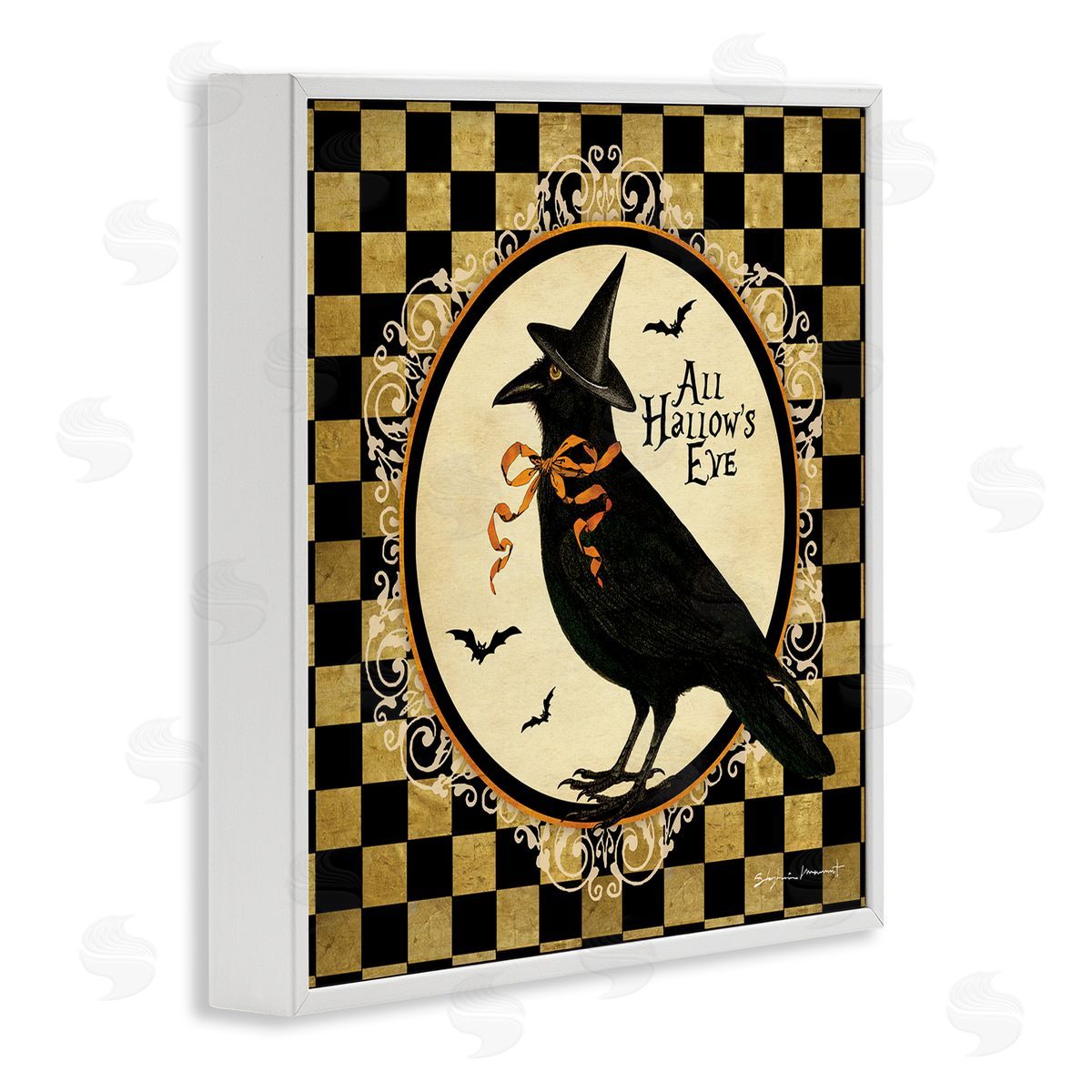 Stephanie Workman Marrott All Hallow's Eve Halloween Crow White Framed Glicee Wall Art Print