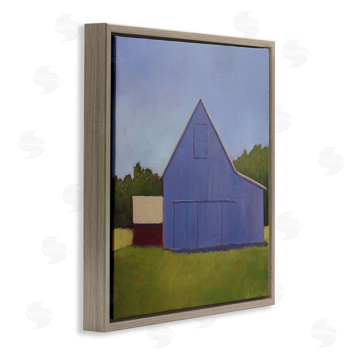 Carol Young Country Barn Grassland Landscape Brown Floating Frame Canvas Wall Art Print
