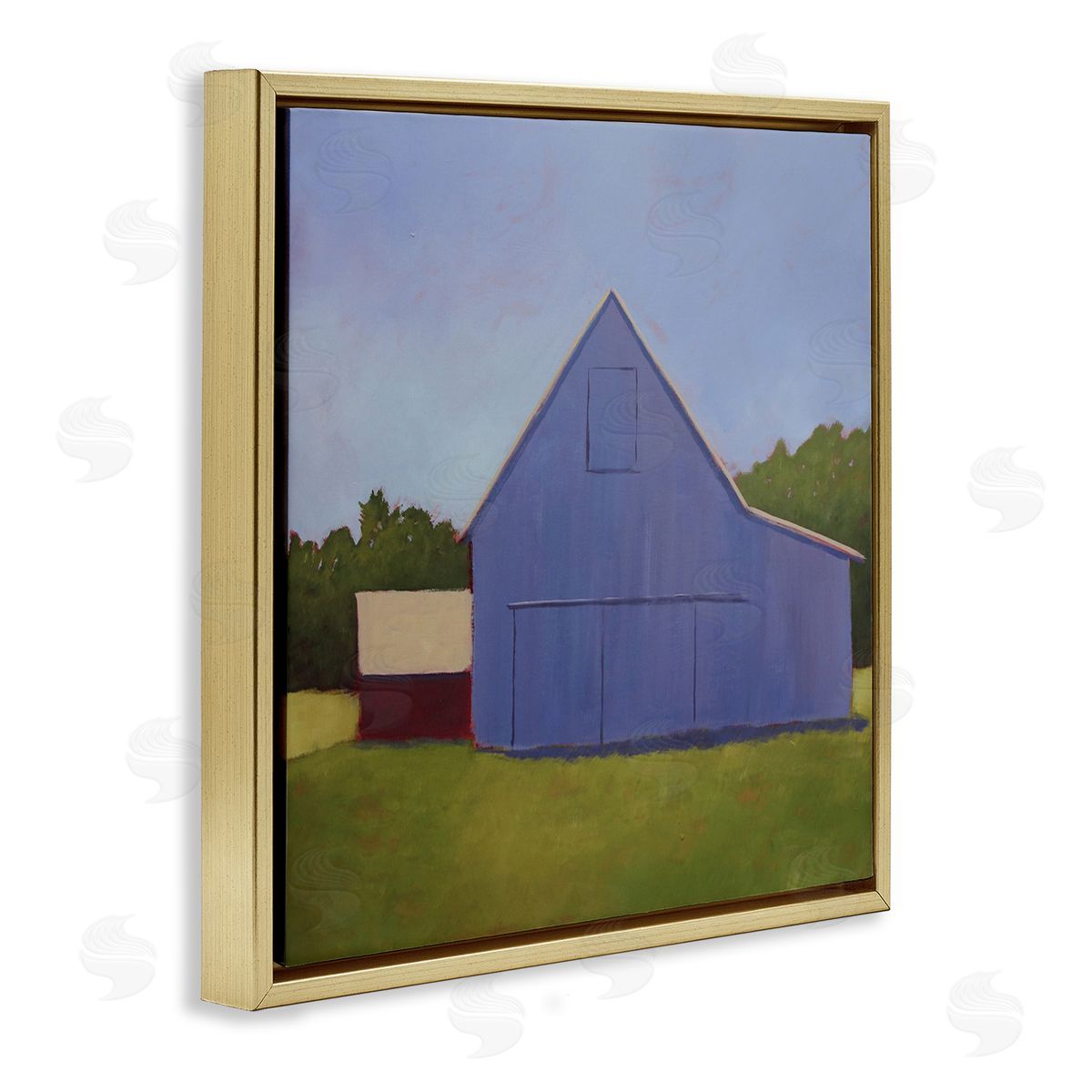 Carol Young Country Barn Grassland Landscape Gold Floating Frame Canvas Wall Art Print