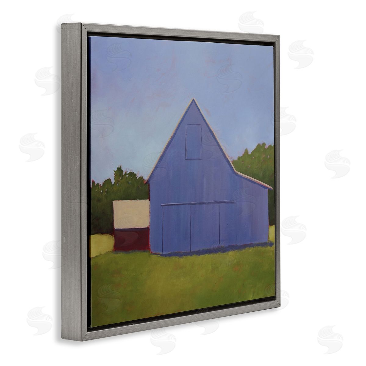 Carol Young Country Barn Grassland Landscape Gray Floating Frame Canvas Wall Art Print
