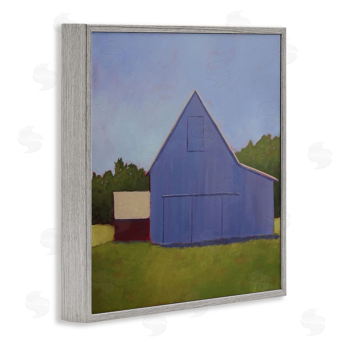 Carol Young Country Barn Grassland Landscape Gray Framed Glicee Wall Art Print