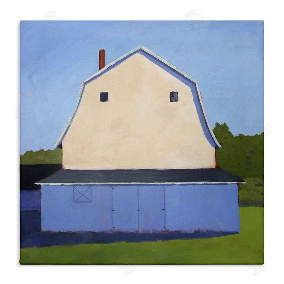 Carol Young White Barn Farmland Landscape Stretched Canvas Wall Art Print