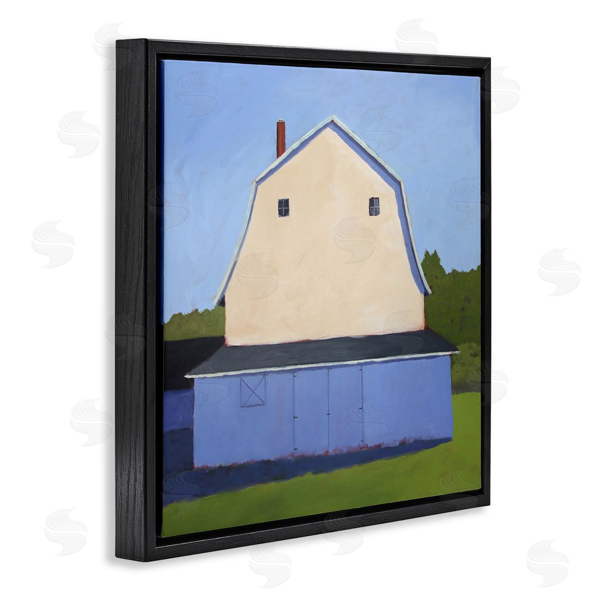 Carol Young White Barn Farmland Landscape Black Floating Frame Canvas Wall Art Print