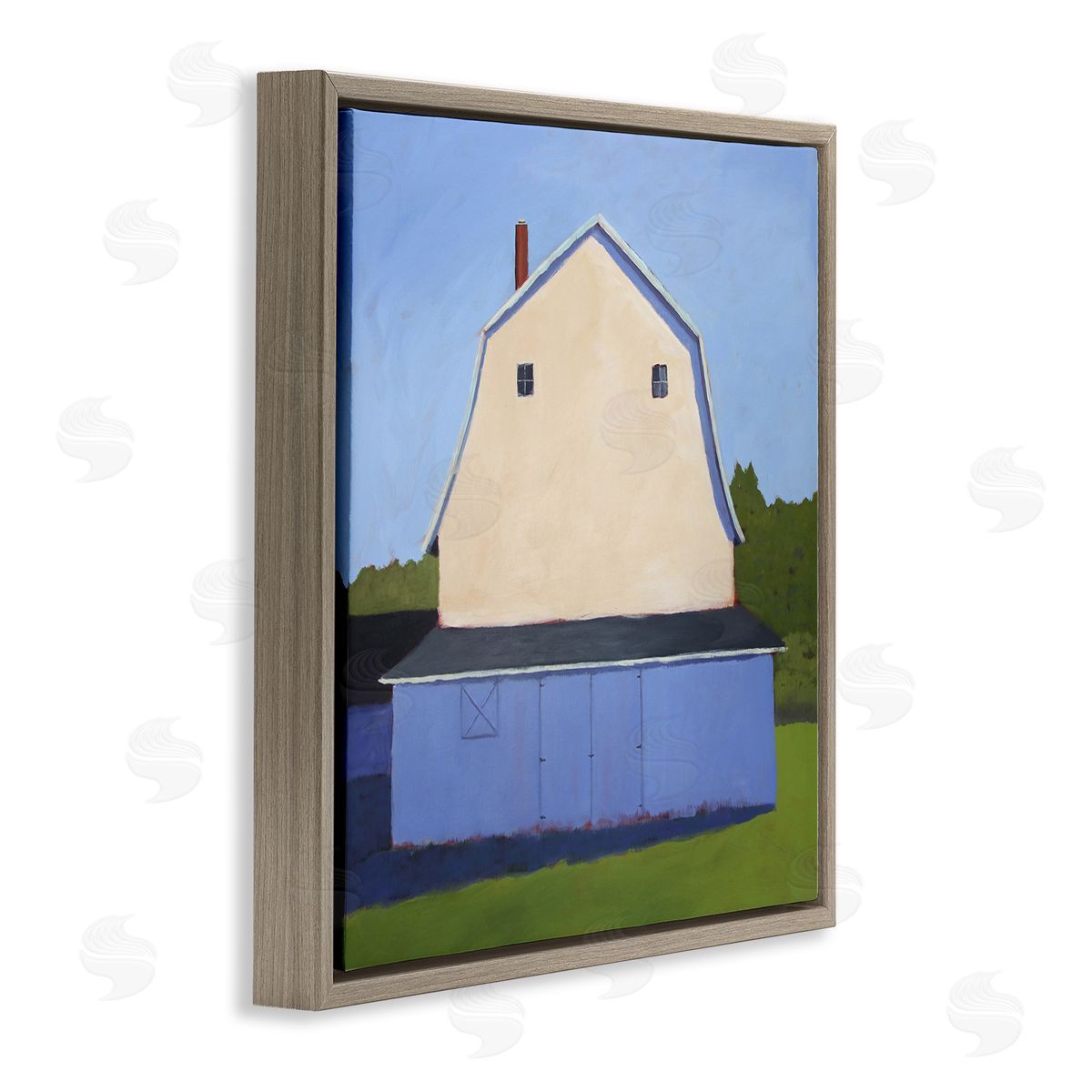 Carol Young White Barn Farmland Landscape Brown Floating Frame Canvas Wall Art Print