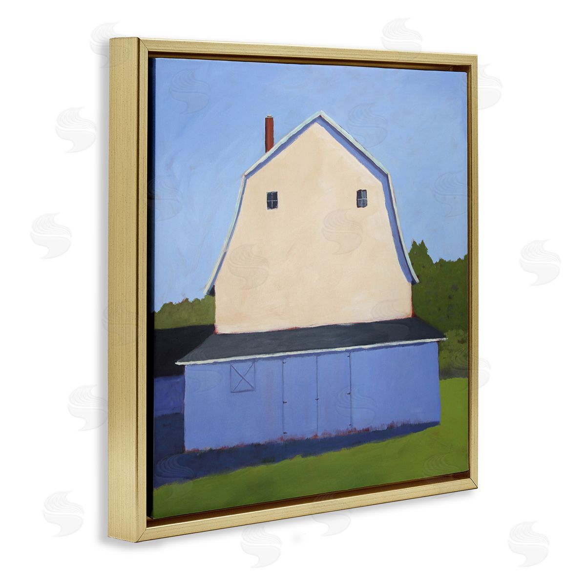 Carol Young White Barn Farmland Landscape Gold Floating Frame Canvas Wall Art Print