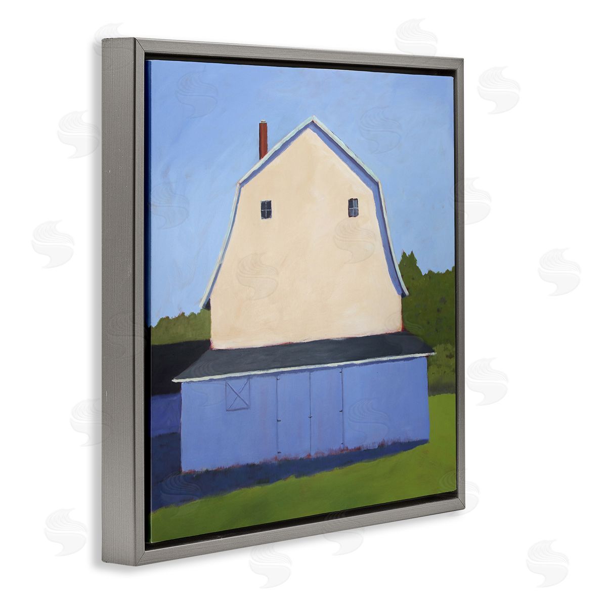 Carol Young White Barn Farmland Landscape Gray Floating Frame Canvas Wall Art Print