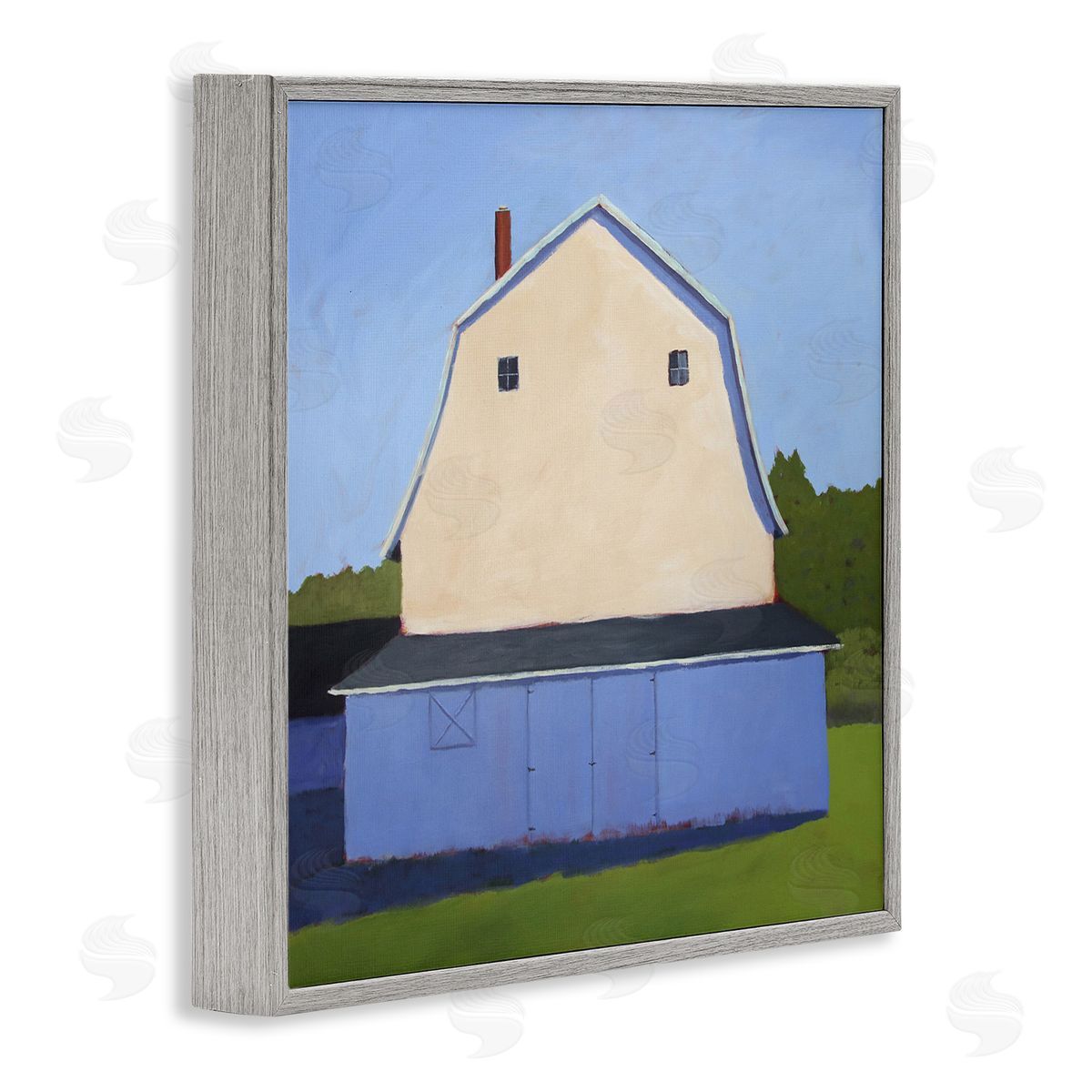 Carol Young White Barn Farmland Landscape Gray Framed Glicee Wall Art Print
