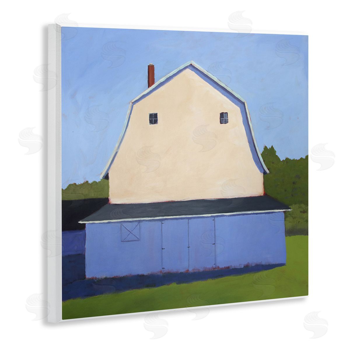 Carol Young White Barn Farmland Landscape Wooden Wall Plaque Art Print