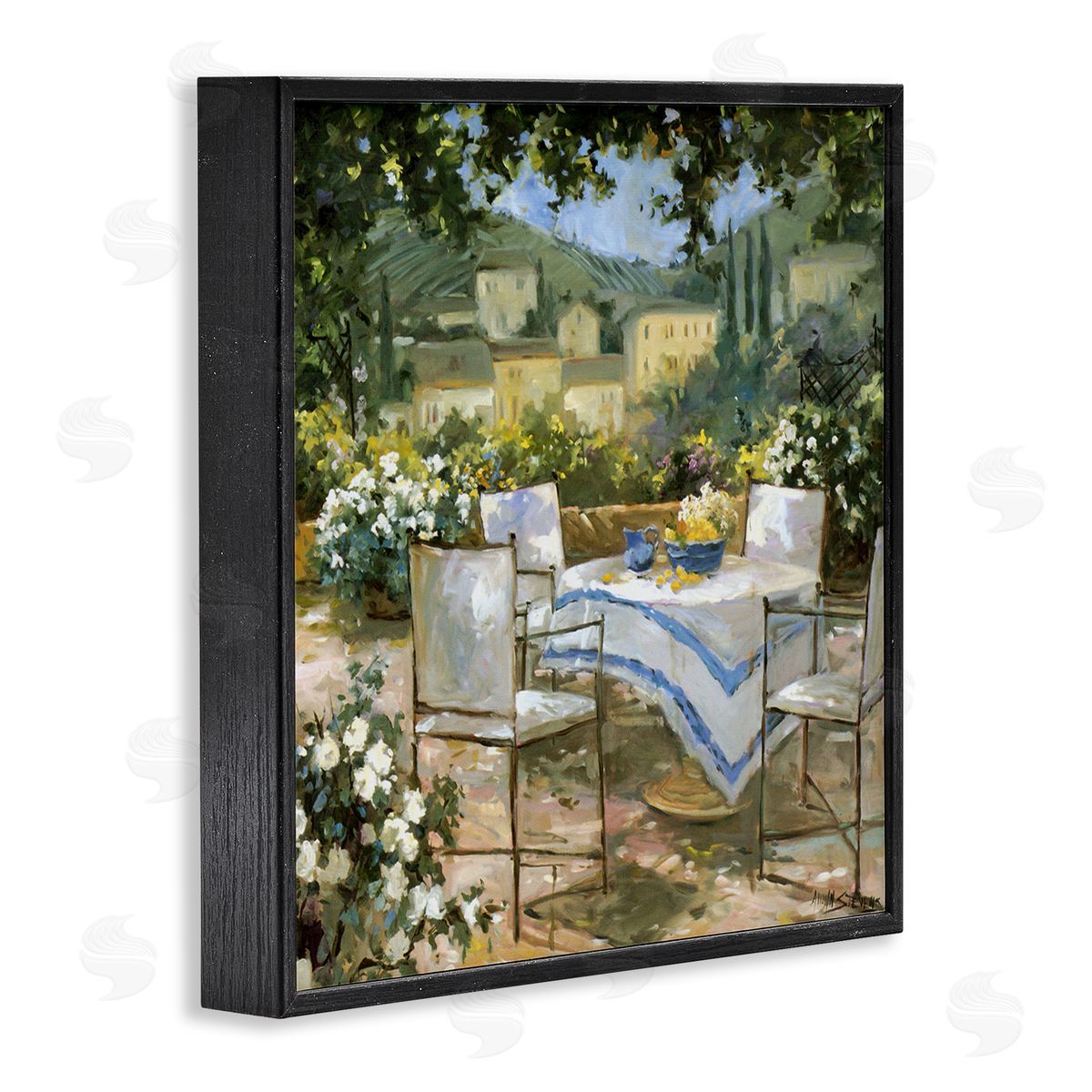 Allayn Stevens Floral Villa Patio Scenery Black Framed Glicee Wall Art Print