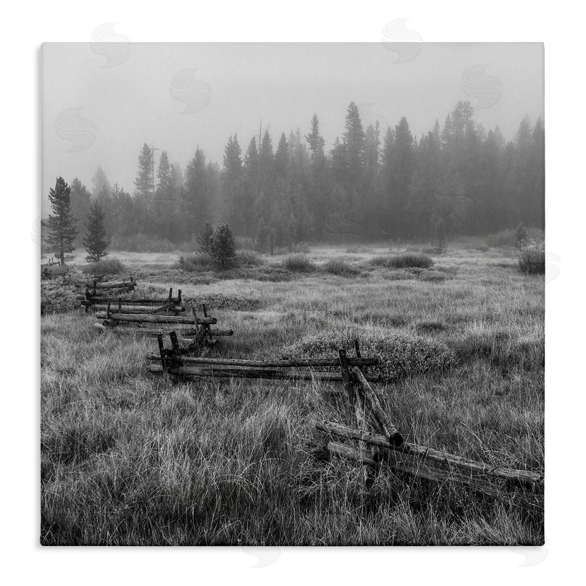 Steve Smith Dark Countryside Fence Photography Stretched Canvas Wall Art Print