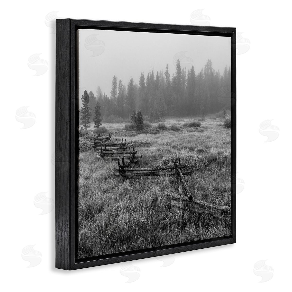 Steve Smith Dark Countryside Fence Photography Black Floating Frame Canvas Wall Art Print
