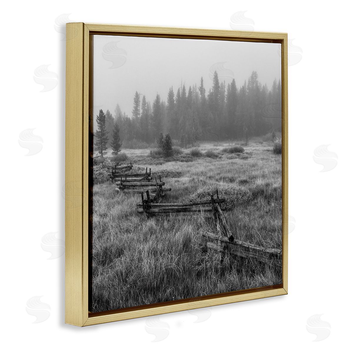Steve Smith Dark Countryside Fence Photography Gold Floating Frame Canvas Wall Art Print