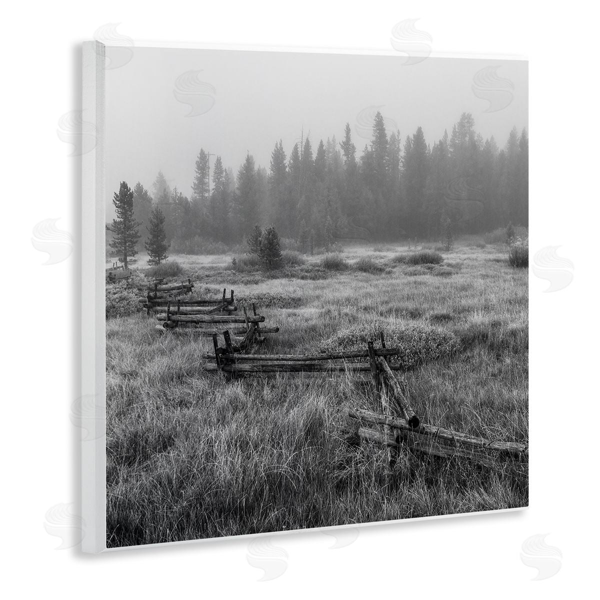 Steve Smith Dark Countryside Fence Photography Wooden Wall Plaque Art Print