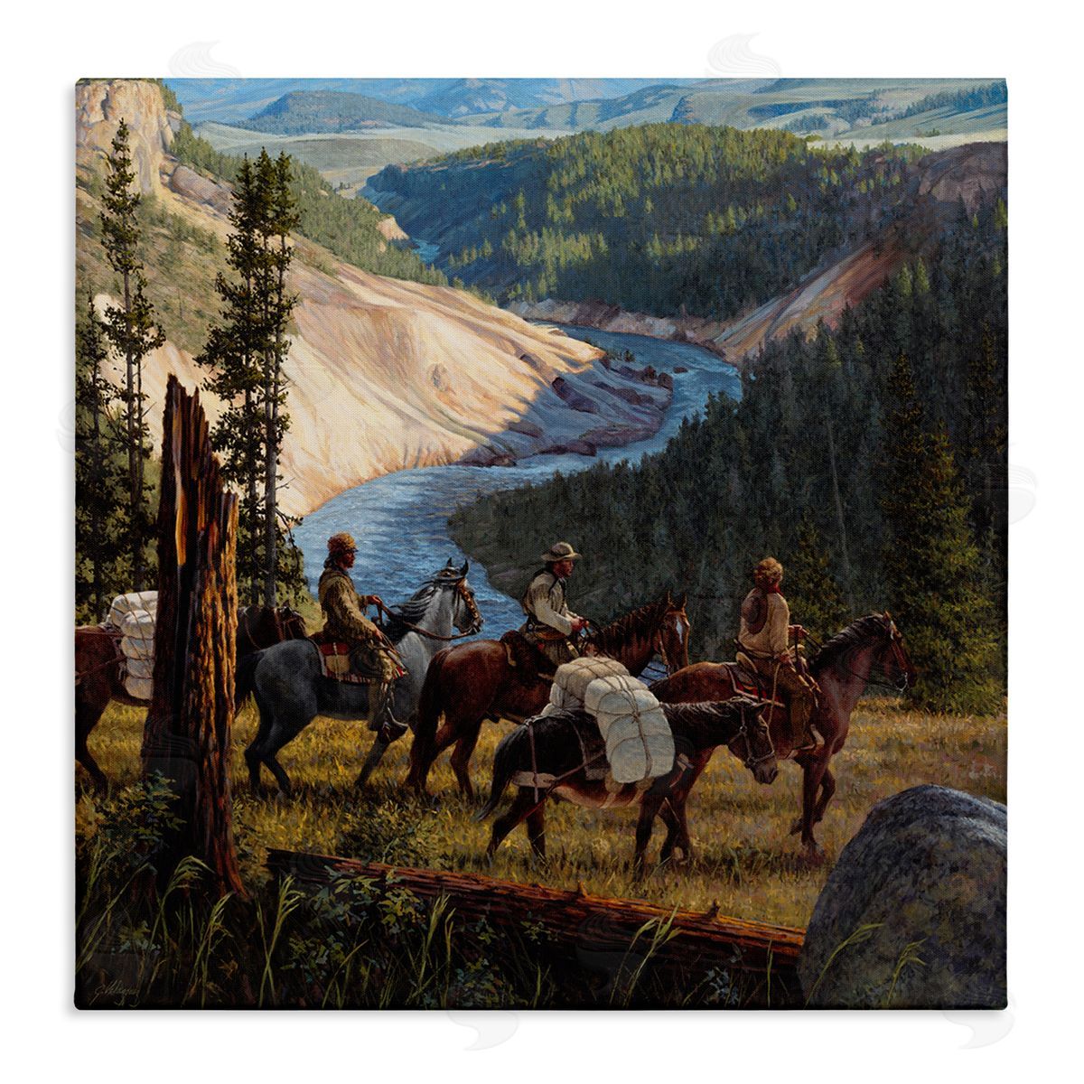 Joe Velazquez Yellowstone Equestrian Landscape Stretched Canvas Wall Art Print
