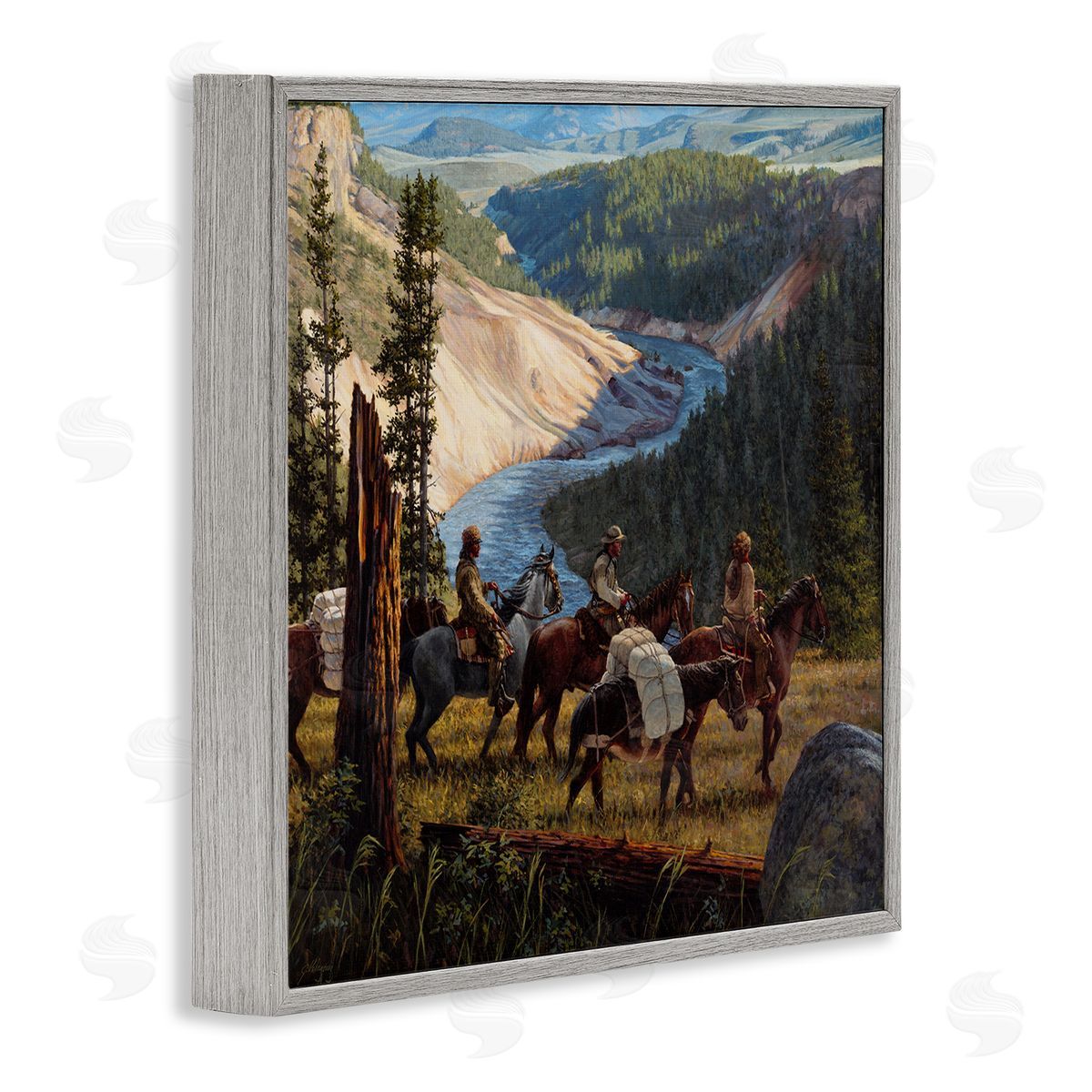 Joe Velazquez Yellowstone Equestrian Landscape Gray Framed Glicee Wall Art Print