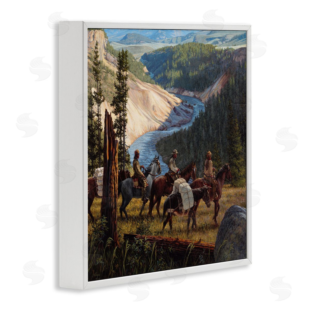 Joe Velazquez Yellowstone Equestrian Landscape White Framed Glicee Wall Art Print