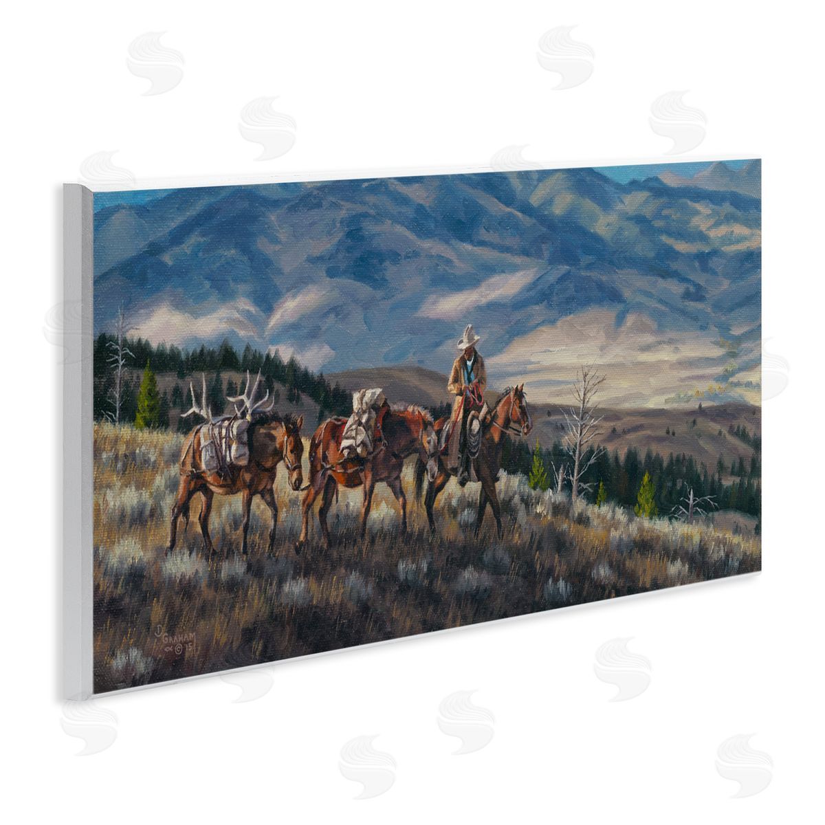 David Graham Bountiful Hunt Mountain Landscape Wooden Wall Plaque Art Print