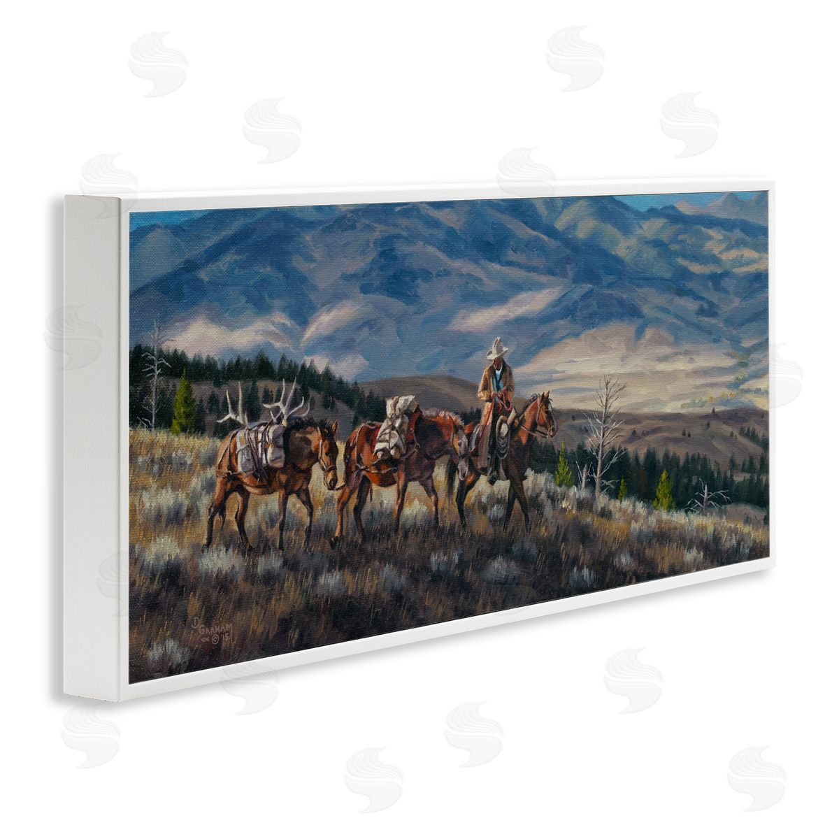 David Graham Bountiful Hunt Mountain Landscape White Framed Glicee Wall Art Print