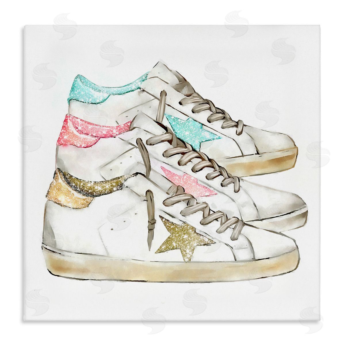 Ziwei Li Pastel Glam Fashion Sneakers Stretched Canvas Wall Art Print