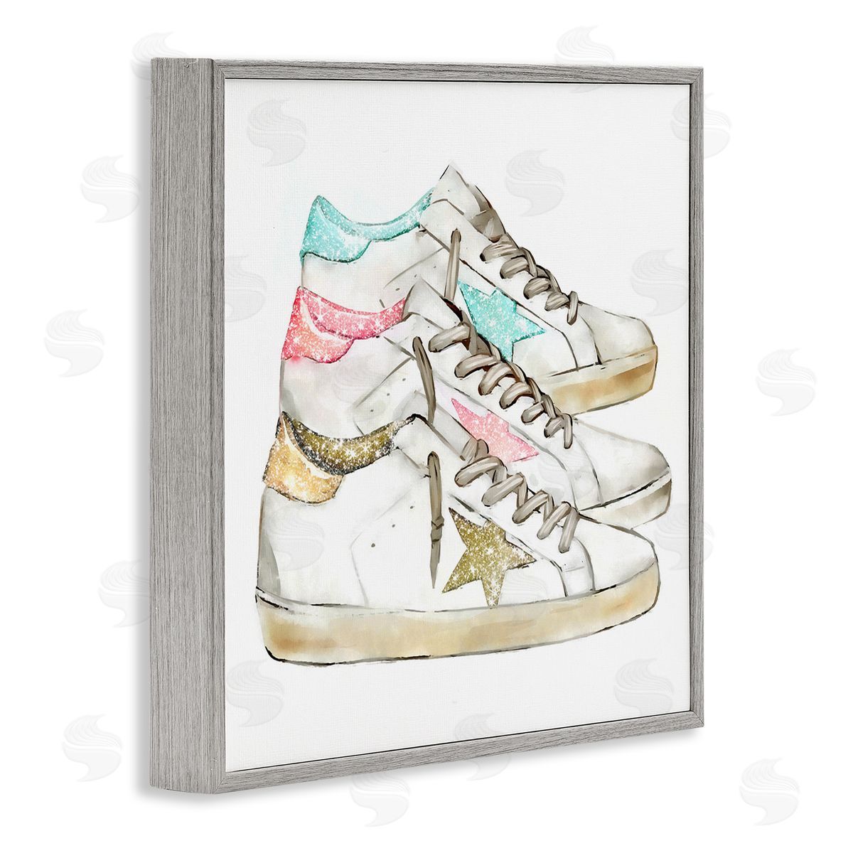 Ziwei Li Pastel Glam Fashion Sneakers Gray Framed Glicee Wall Art Print