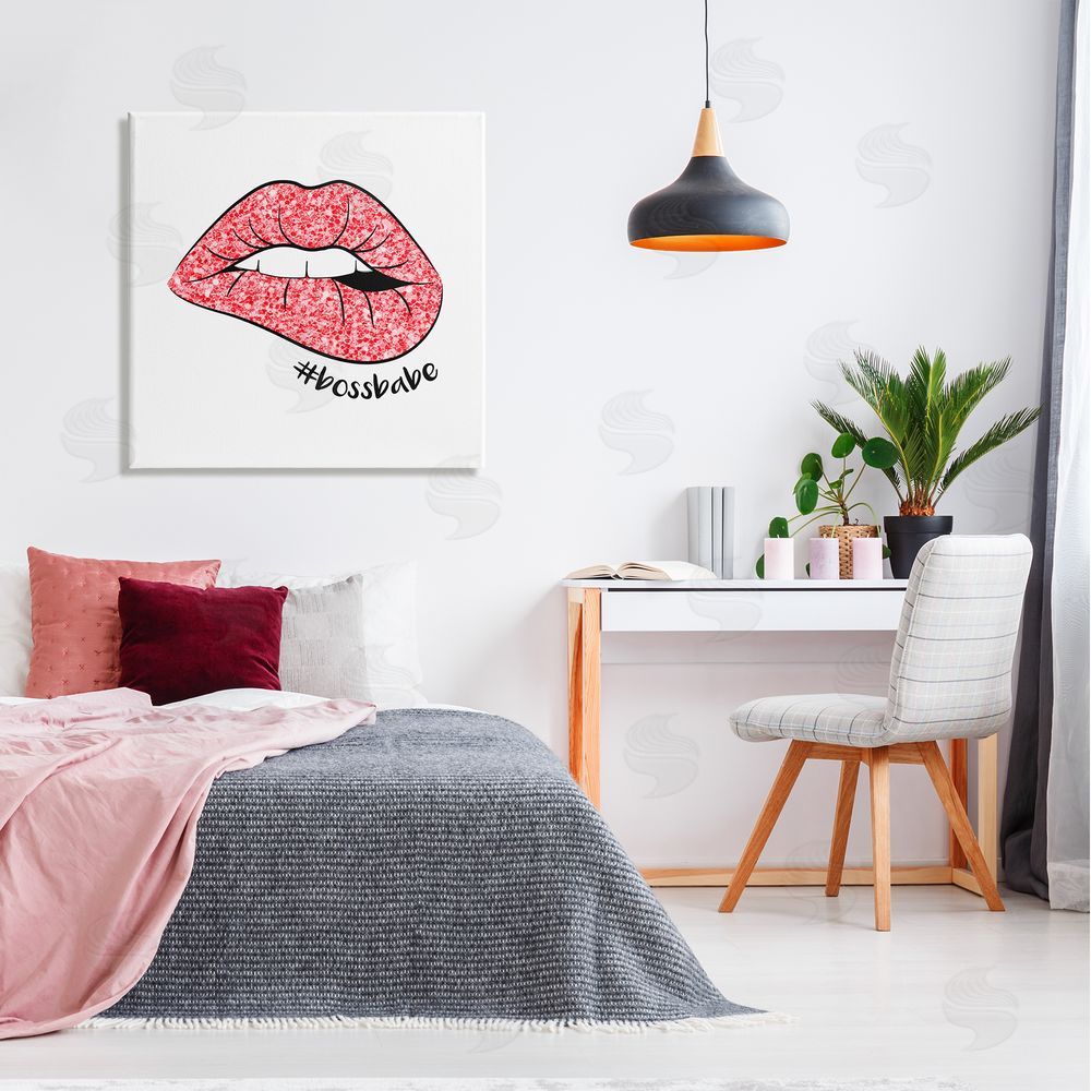 Martina Pavlova Hashtag Bossbabe Glam Lips Canvas Wall Art in Room