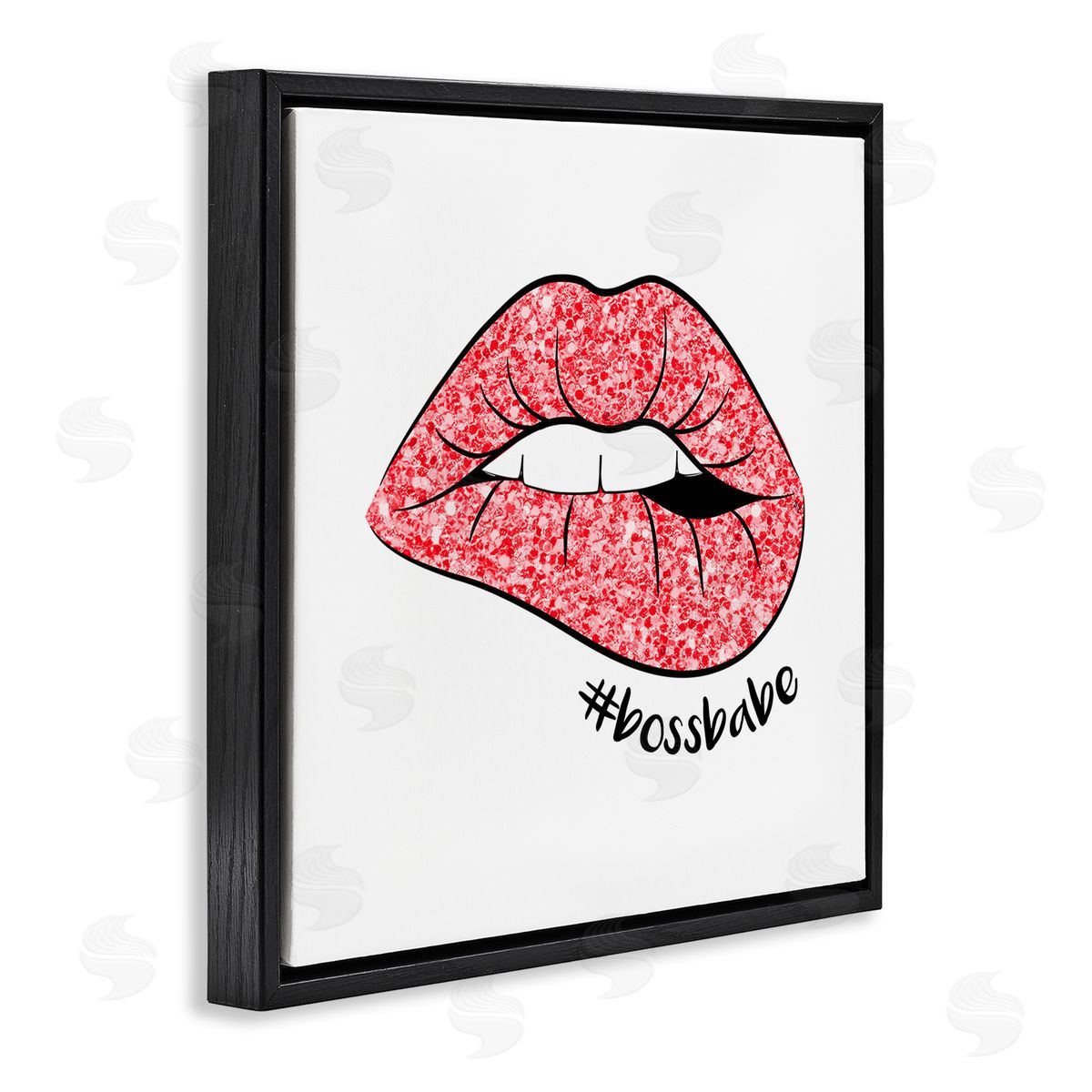 Martina Pavlova Hashtag Bossbabe Glam Lips Black Floating Frame Canvas Wall Art Print