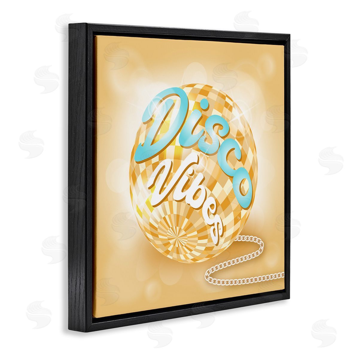 Martina Pavlova Disco Vibes Yellow & Blue Phrase Black Floating Frame Canvas Wall Art Print