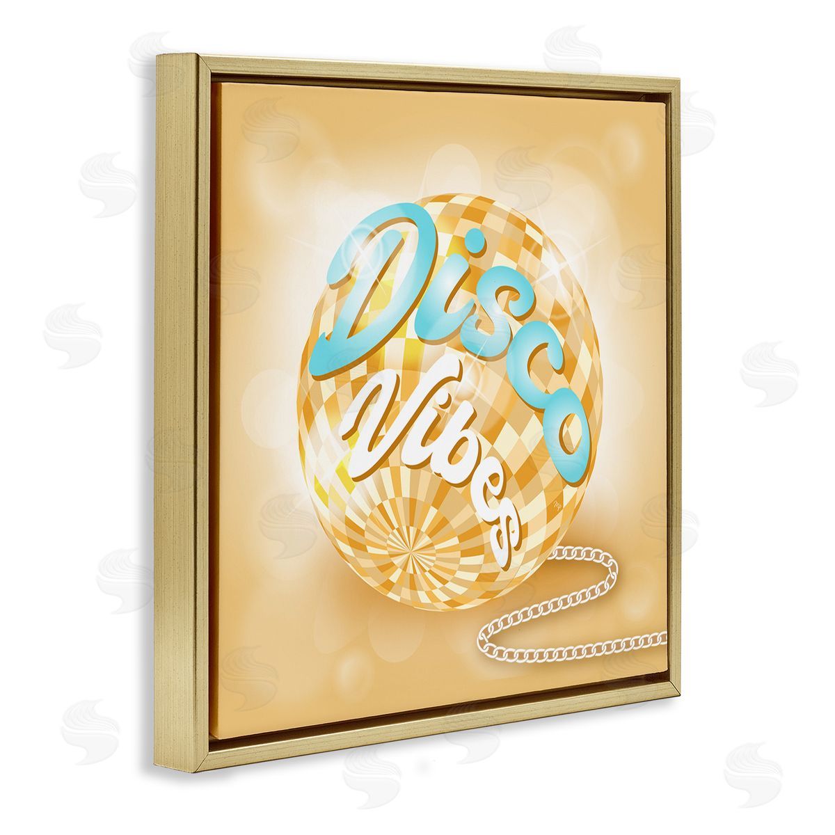 Martina Pavlova Disco Vibes Yellow & Blue Phrase Gold Floating Frame Canvas Wall Art Print