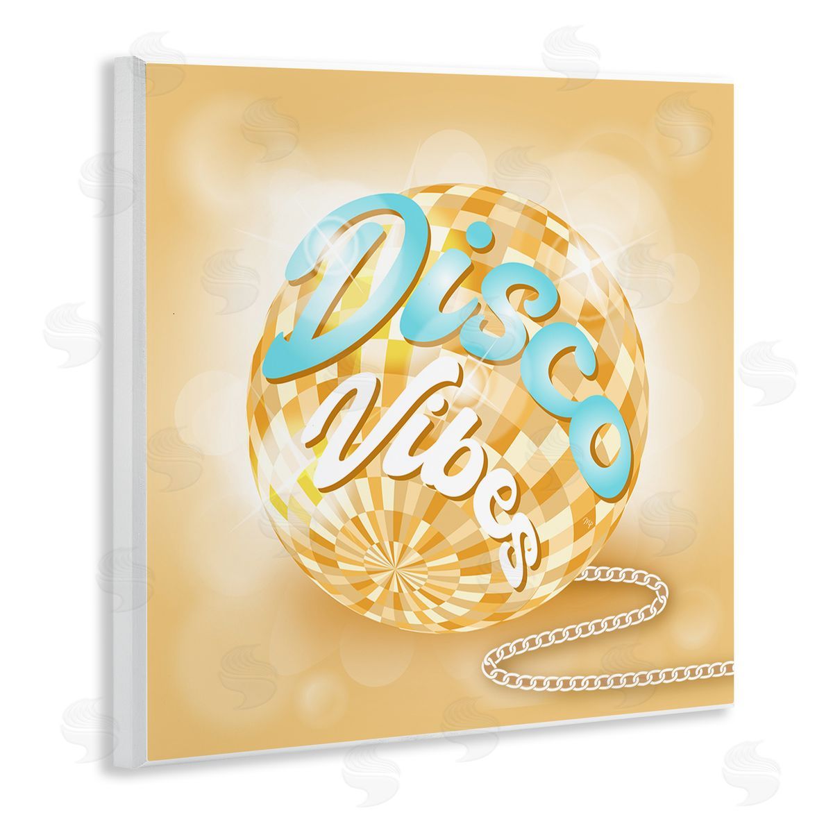 Martina Pavlova Disco Vibes Yellow & Blue Phrase Wooden Wall Plaque Art Print