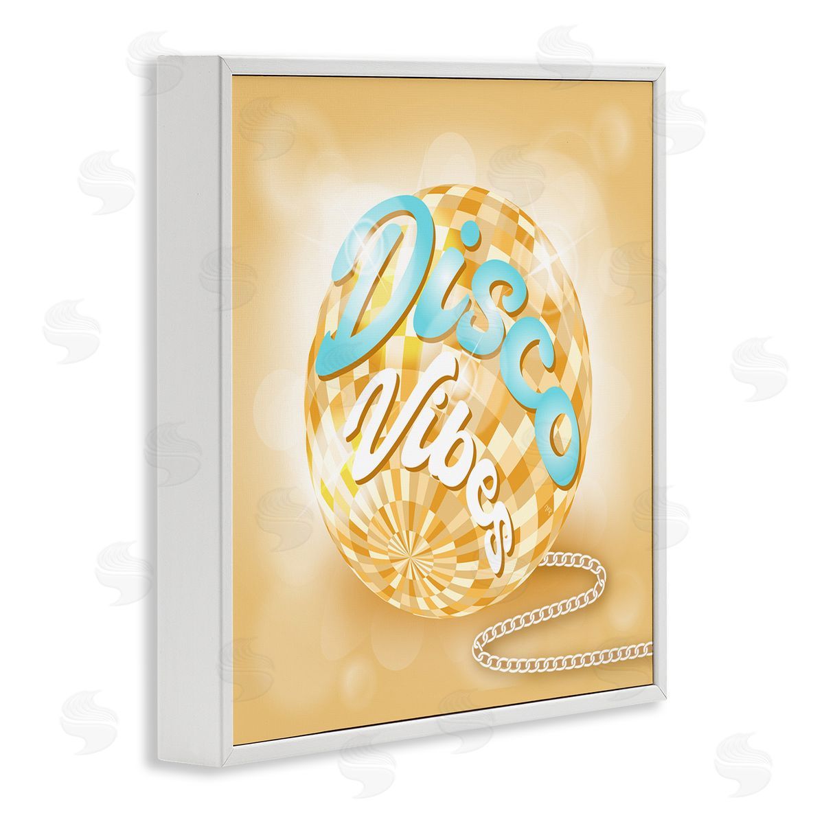 Martina Pavlova Disco Vibes Yellow & Blue Phrase White Framed Glicee Wall Art Print