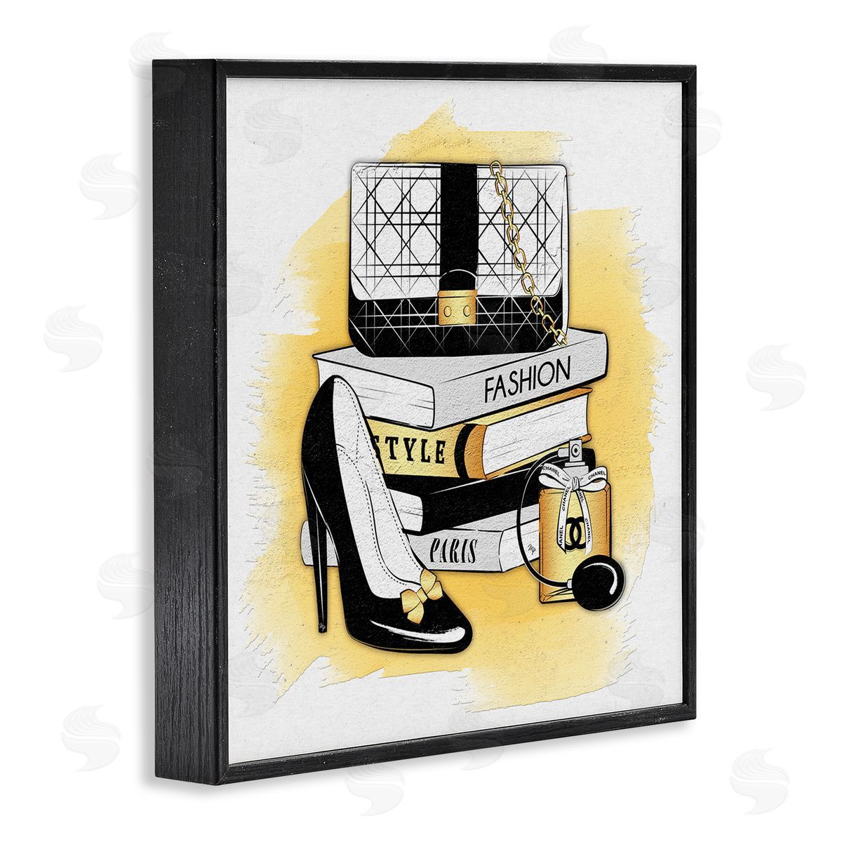 Martina Pavlova Black Glam Fashion Book Stack Black Framed Glicee Wall Art Print