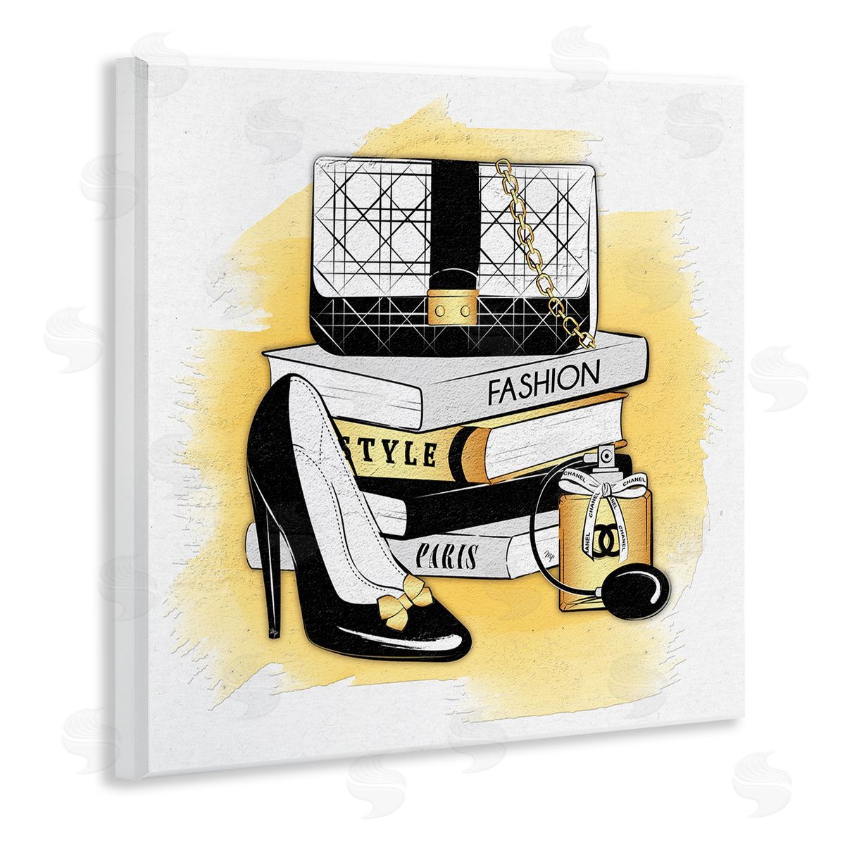 Martina Pavlova Black Glam Fashion Book Stack Wooden Wall Plaque Art Print