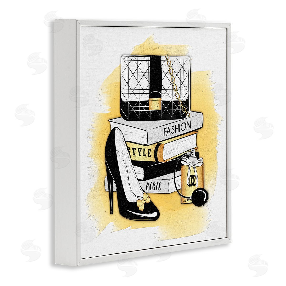 Martina Pavlova Black Glam Fashion Book Stack White Framed Glicee Wall Art Print