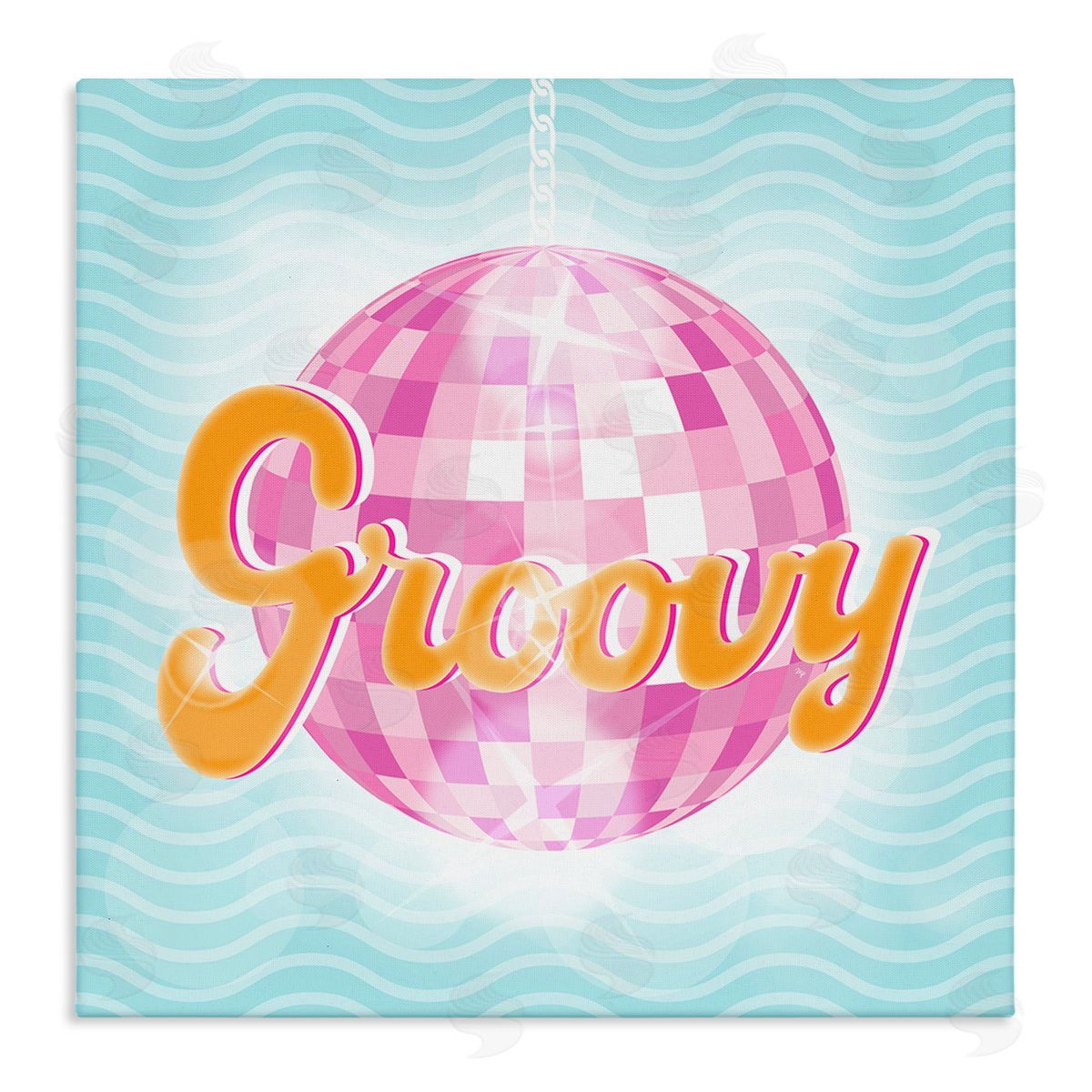 Martina Pavlova Groovy Retro Disco Ball Stripes Stretched Canvas Wall Art Print
