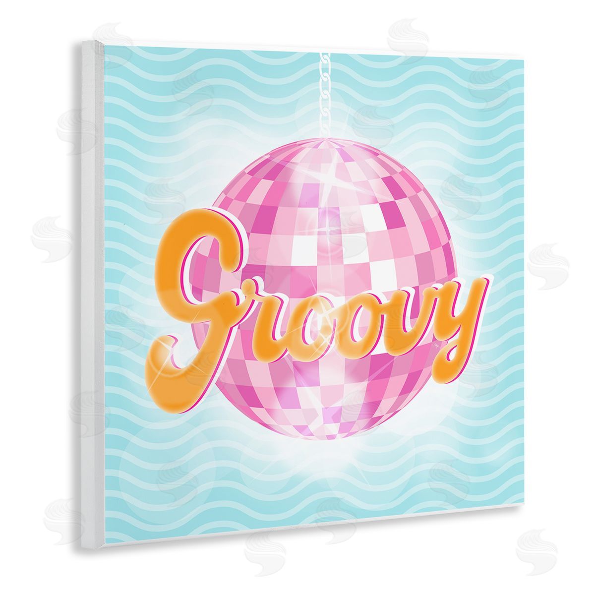 Martina Pavlova Groovy Retro Disco Ball Stripes Wooden Wall Plaque Art Print