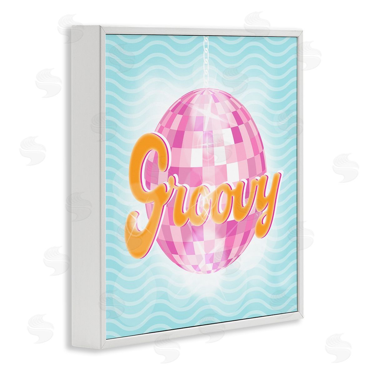 Martina Pavlova Groovy Retro Disco Ball Stripes White Framed Glicee Wall Art Print