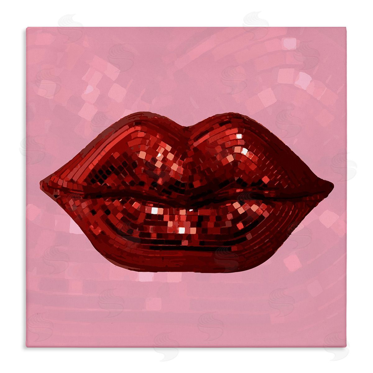 Stupell Studio Bold Pink & Red Lips Disco Pattern Stretched Canvas Wall Art Print